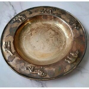 Baby‎ Feeding Bowl Animal Pattern Denmark Silver Plated